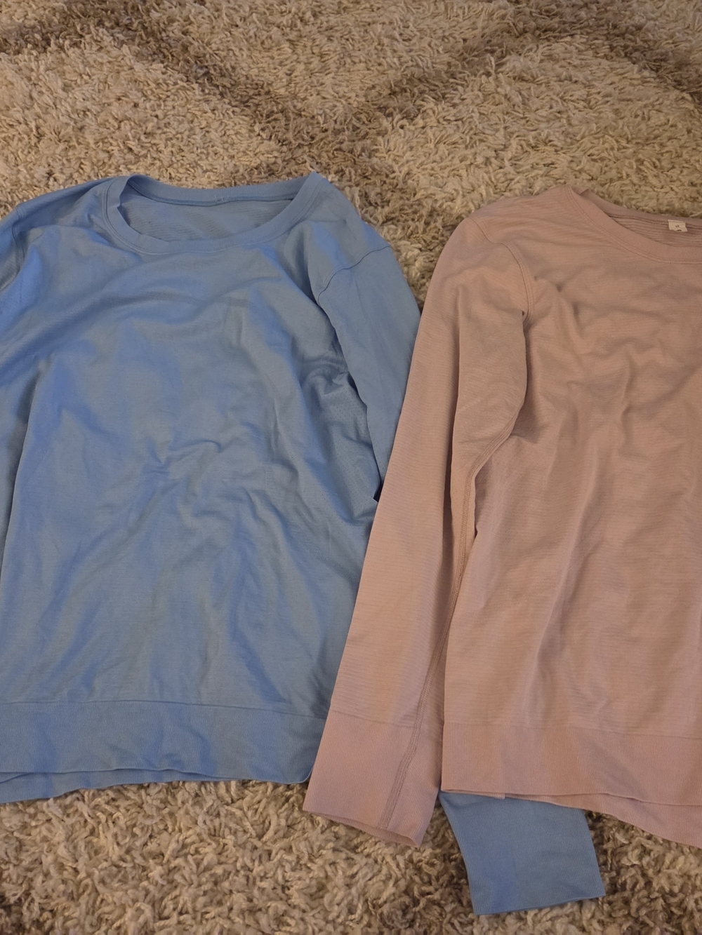 lululemon athletica Long Sleeve Crewneck Tops - Light Blue & Pale Pink
